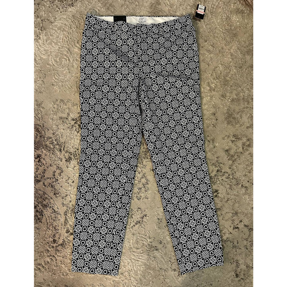 NWT Crown & Ivy Navy/White Power Pop Cropped Pants Sz. 10 - Picture 1 of 9
